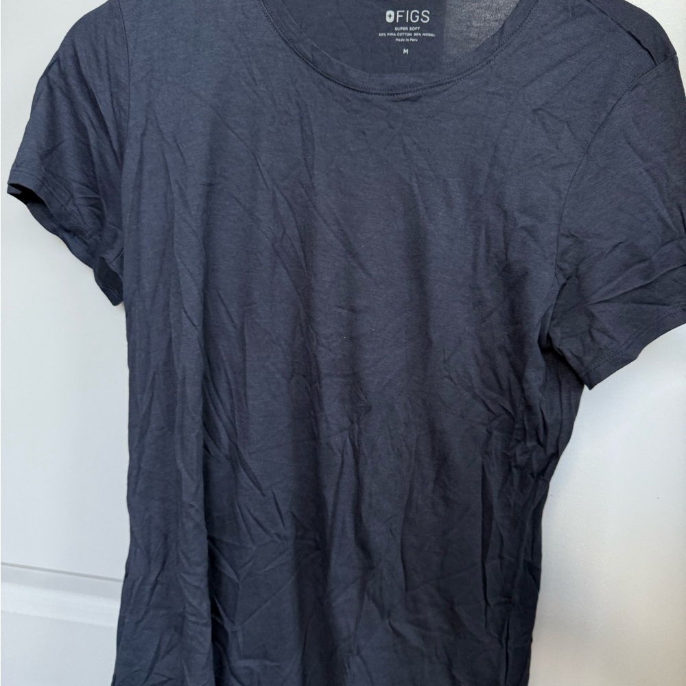 Figs Blue Crew Neck Tee